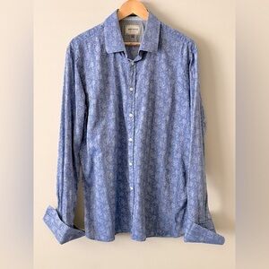 Ted Baker Archive Men’s Shirt Blue Floral Pattern Long Sleeve Button-Up